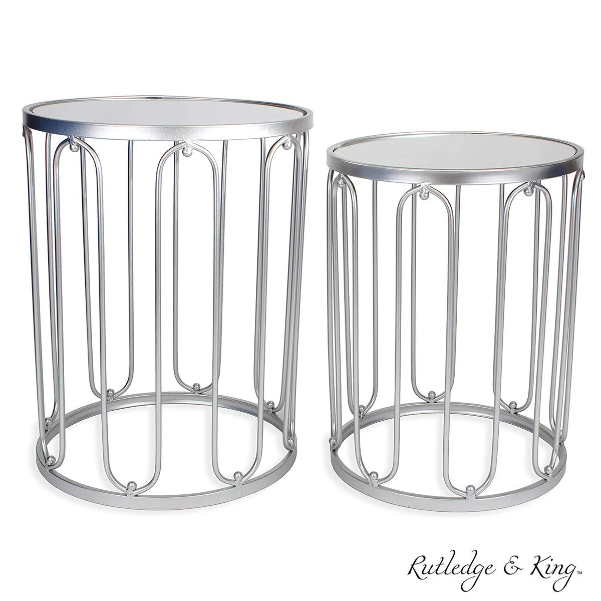 Silver Mirrored End Table Set K33047