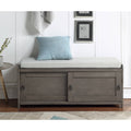 Grey Wood Storage Bench with 2 Cabinets S806