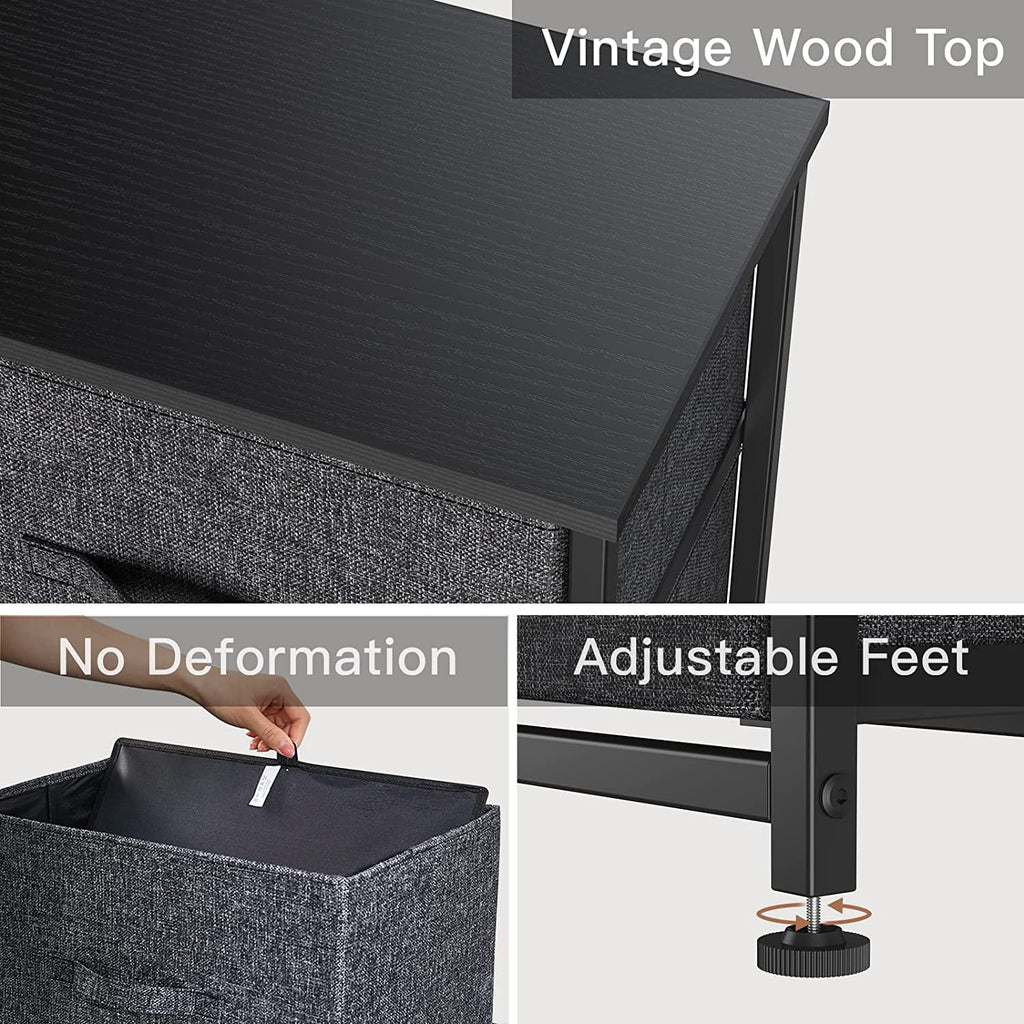 Fabric 5 Drawer Dresser Tower with Wood Top S4059