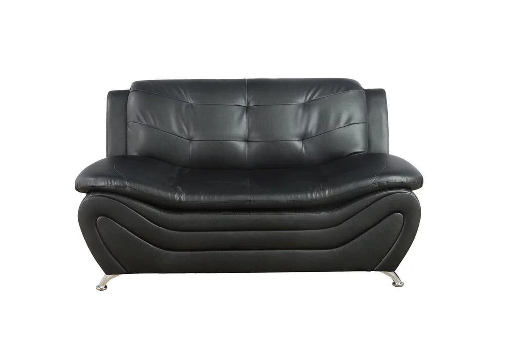 3 Piece Faux Leather Sofa Loveseat and Chair Set Black I191