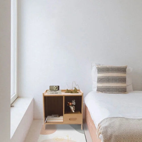 Modern Bamboo Nightstand with 1 Pull-out Drawer K2469