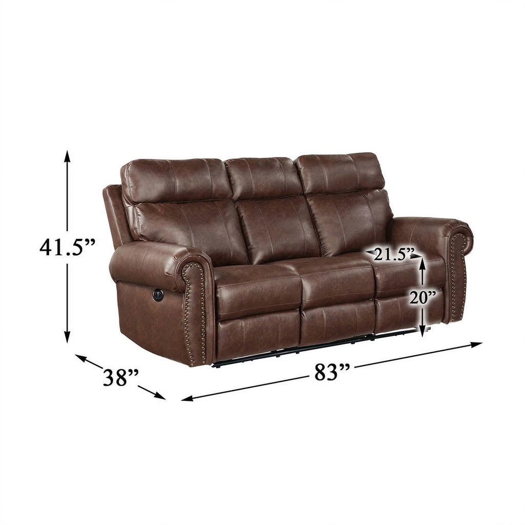 Brown Microfiber Power Reclining Sofa Q23663