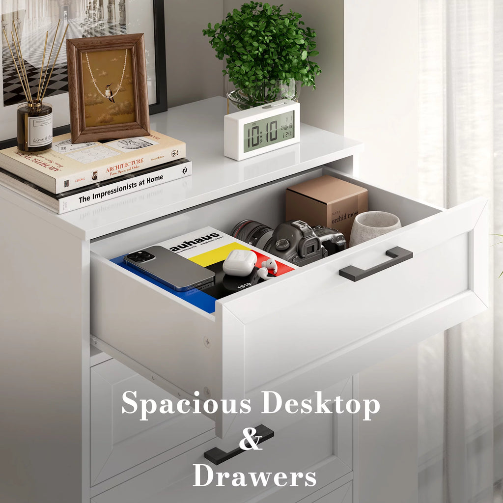 White 6 Drawer Tall Dresser W2734