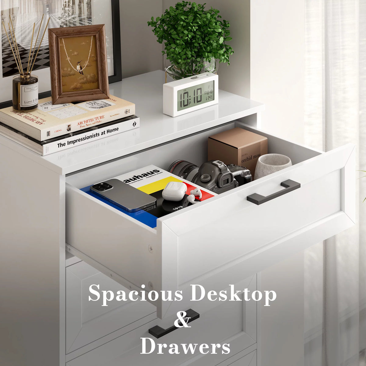 White 6 Drawer Tall Dresser W2734