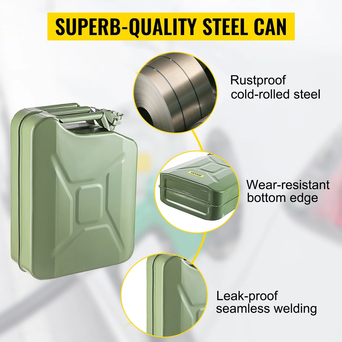 5.3 Gallon Portable Steel Fuel Can with Flexible Spout, 2pcs Green M658119