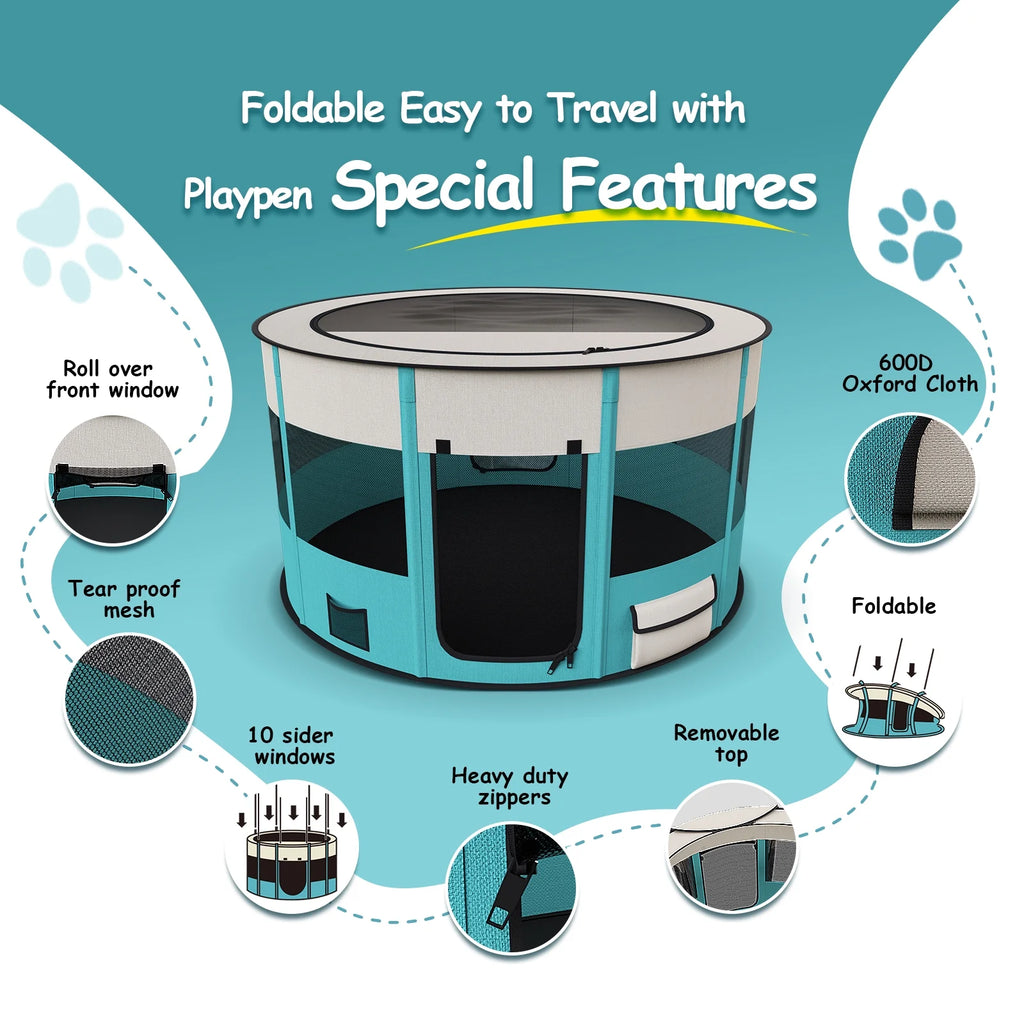 Large Foldable Pet Playpen with Carrying Case Y24265