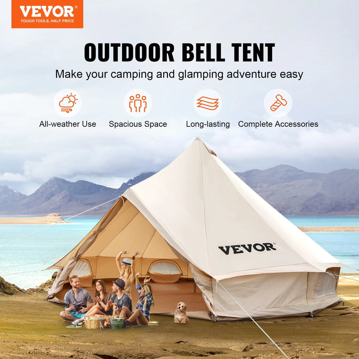 Canvas Bell Tent with Stove Jacket Waterproof 4 Seasons U82162