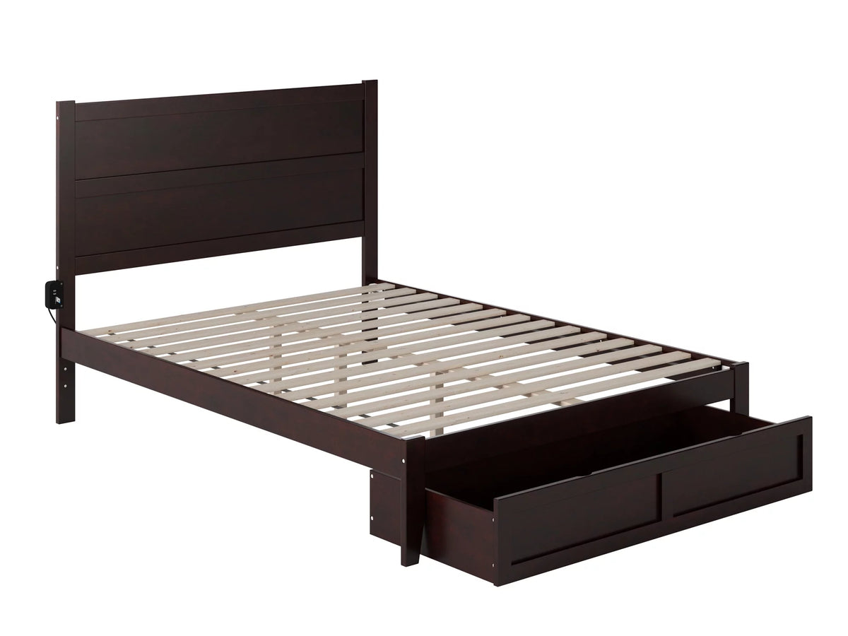 14" Queen Wood Platform Bed Frame with Foot Drawer Storage H7435