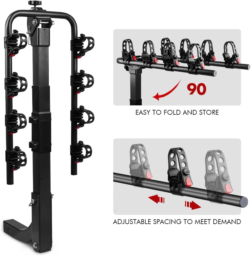 4 Bike Rack, Double Foldable Rack, 2 Hitch Receiver H16738