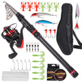 Carbon Fiber Telescopic Rod And Reel Combo With Lures Swivels Kit D5575