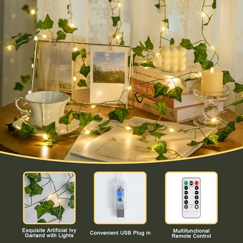 200 LED Artificial Ivy Leaf Fairy Lights with Remote D374961