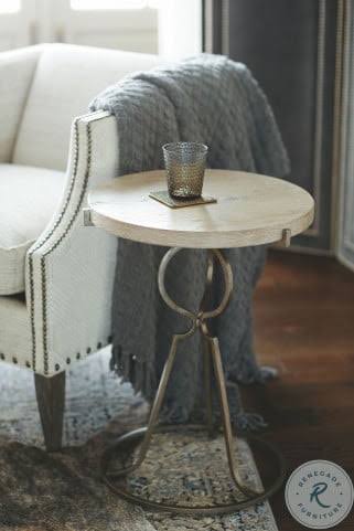 Rustic Patina Sand Round End Table A6443