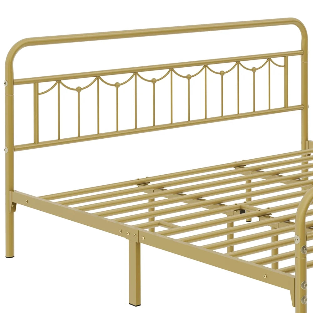 Queen Matte Black Metal Platform Bed Frame with Headboard and Footboard Y4976