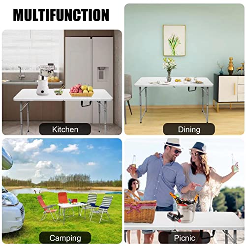 4 Foot Heavy Duty Plastic Folding Table with Carrying Handle I337