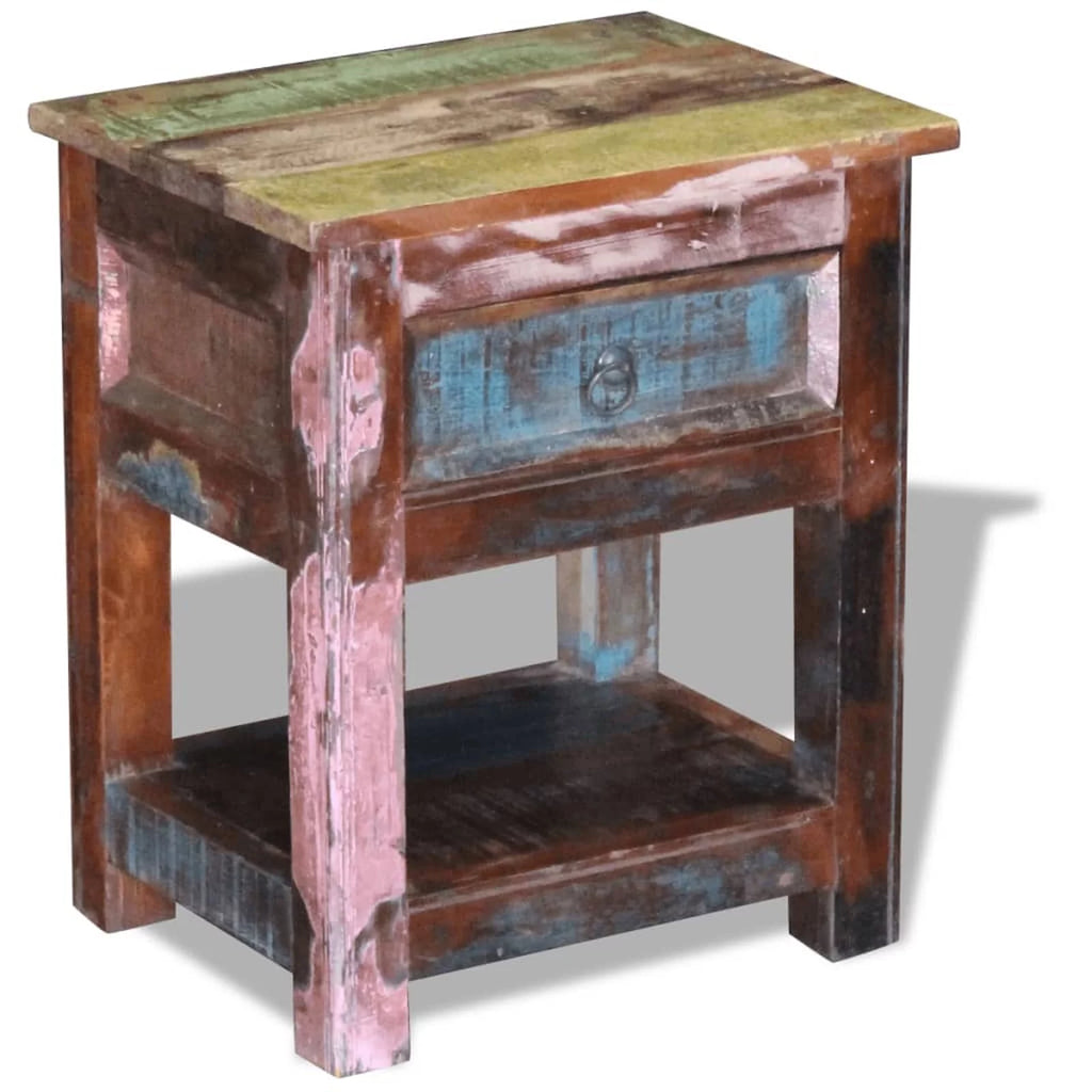 Side Table with 1 Drawer Solid Reclaimed Wood O215712