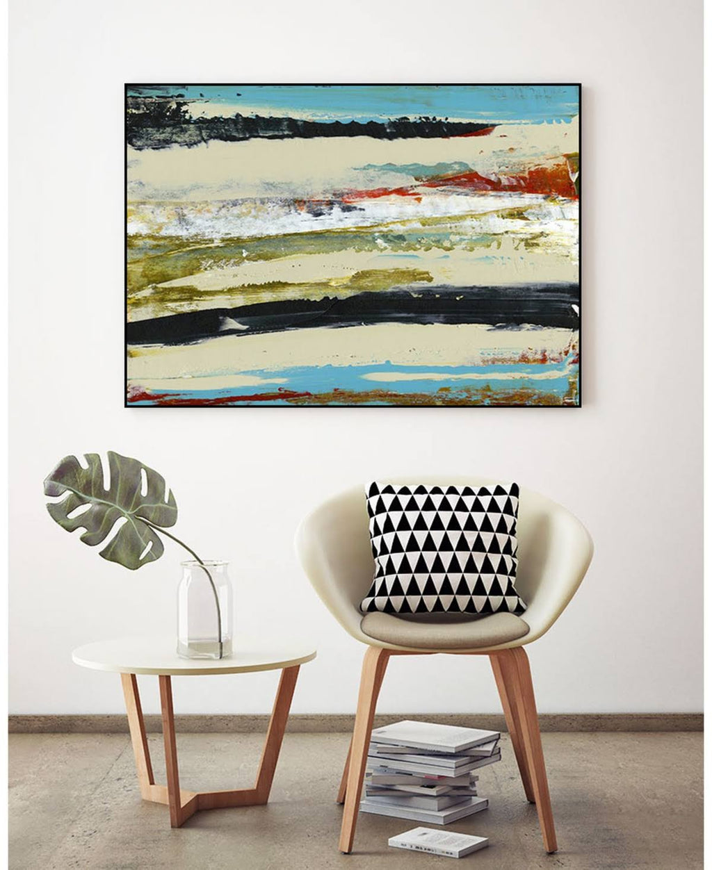 Tan Framed Canvas Art Block Z861035