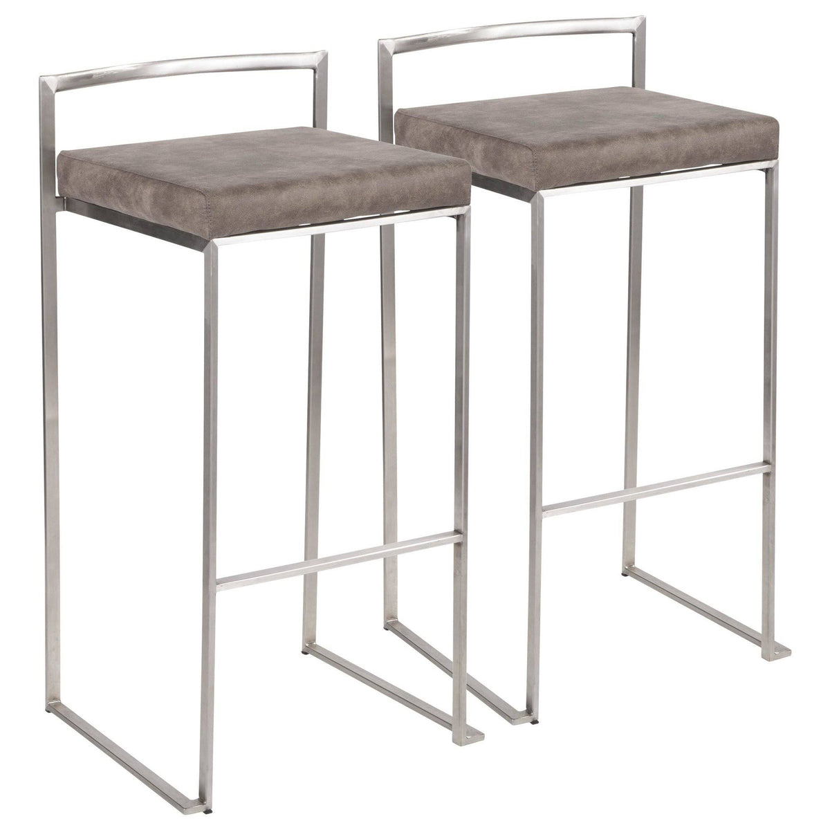 Gold Blue Velvet Stackable Counter Stool Set of 2 F34169