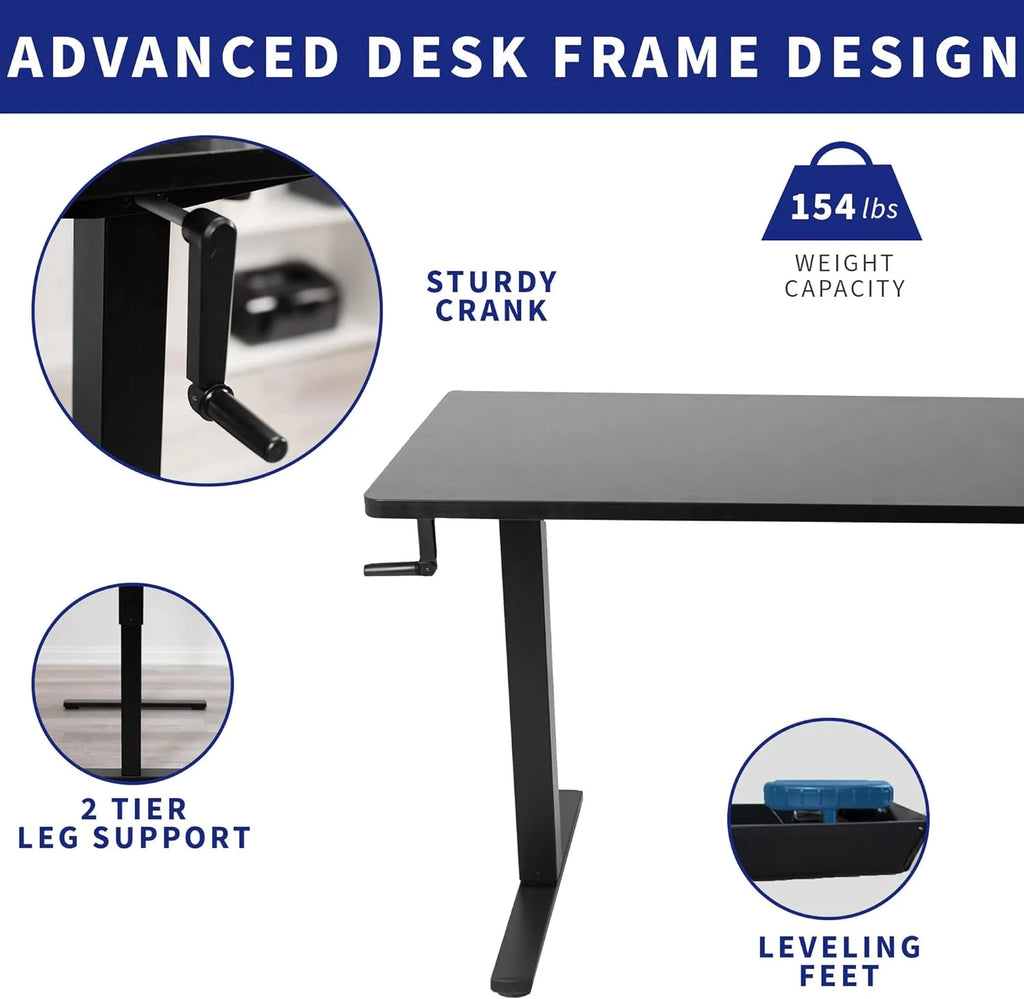 Manual Height Adjustable 36 X 24 Inch Black Standing Desk O24075