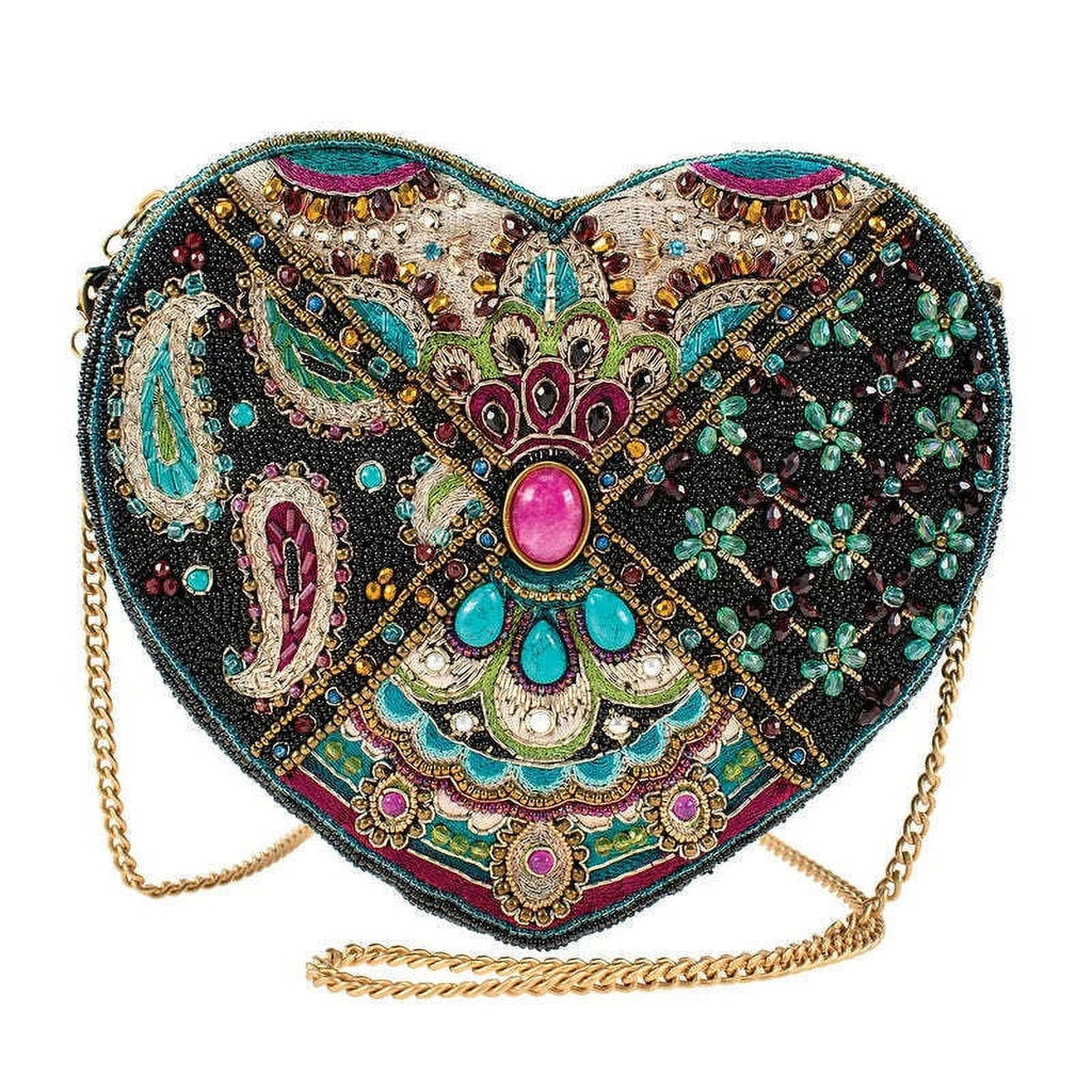 Black Embroidered Heart Crossbody Handbag C2665