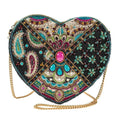 Black Embroidered Heart Crossbody Handbag C2665