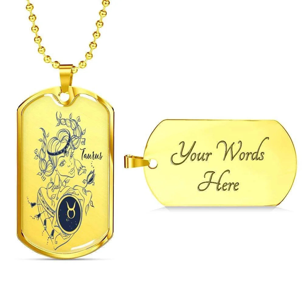 Stainless Steel or 18k Gold Dog Tag with 24" Chain J434706