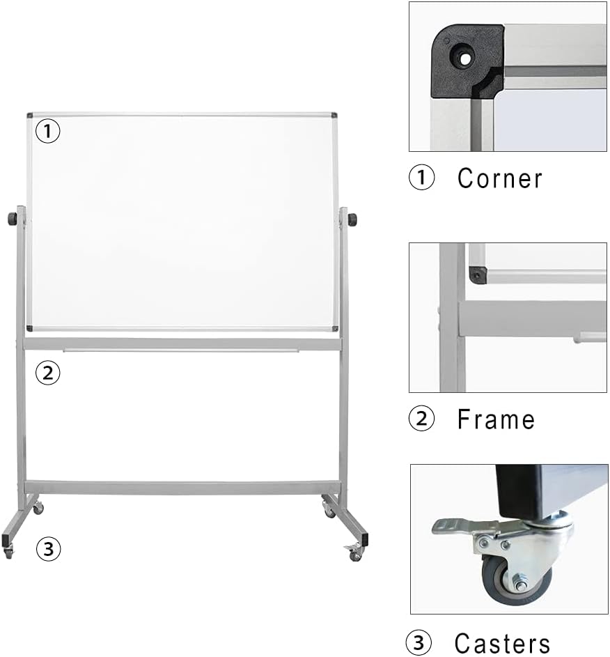 36 x 72 Inch Rolling Double Sided Magnetic Whiteboard L370162