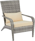 High Back Wicker Outdoor Dining Chairs with Cushion and Pillow in Gray K147078