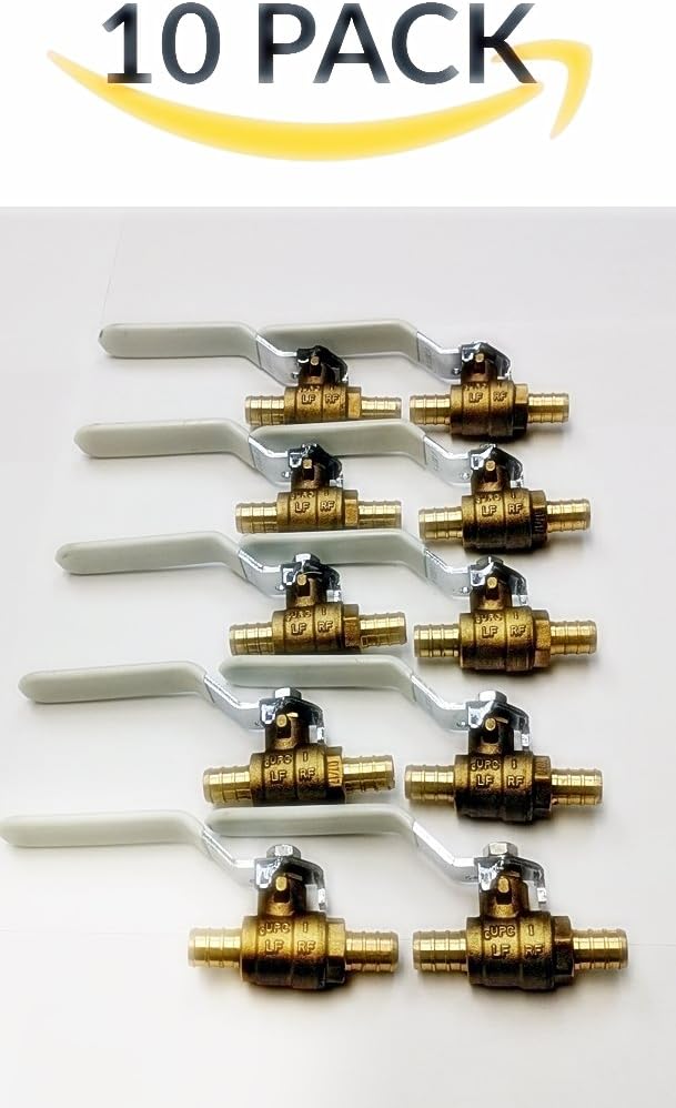 1/2" PEX Brass Ball Valve, Lead Free, Pack of 10 C7368