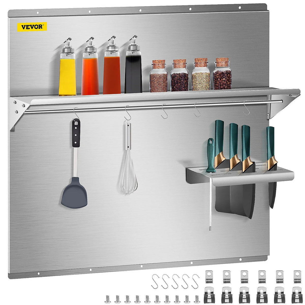 36 x 30.7 in. Stainless Steel Range Backsplash with Shelf F4324