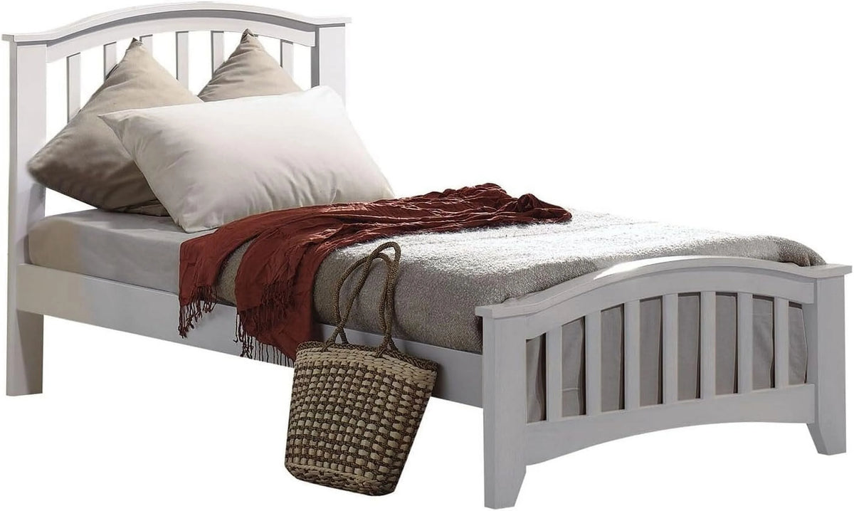 White Wooden Panel Bed S482
