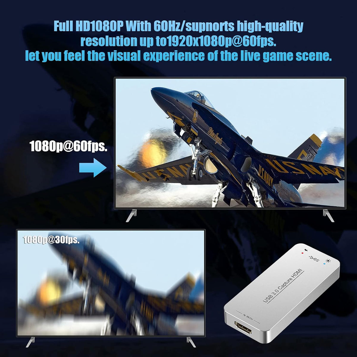 USB Capture HDMI Video Card, HDMI to USB Dongle Full HD 1080P Video Game Grabber Converter Z582
