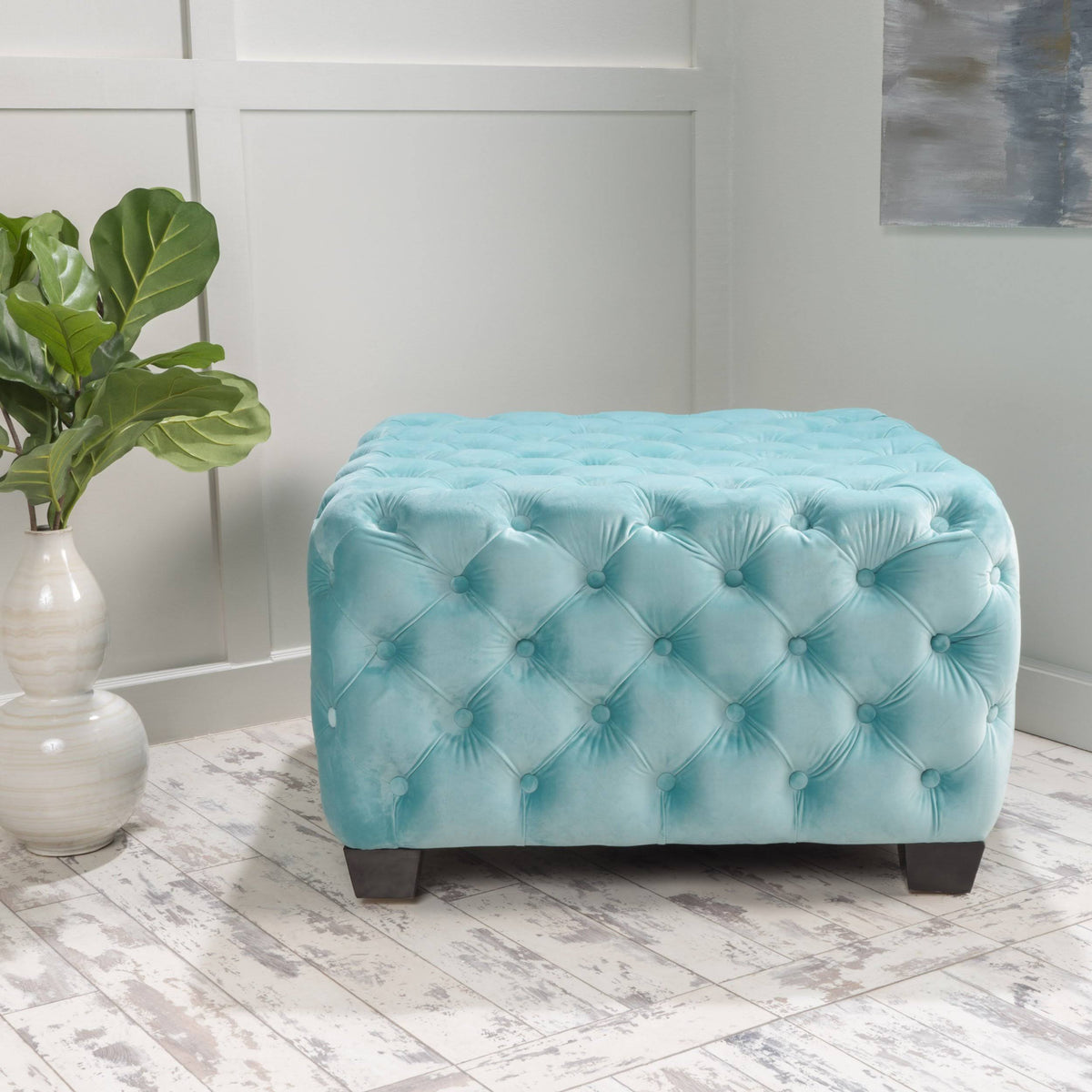 Grey Velvet Ottoman R52014