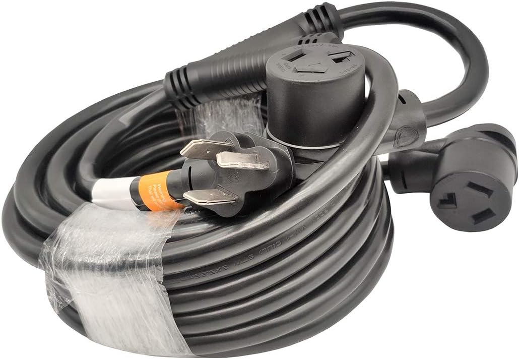NEMA 10-30P Male Plug to (2) 10-30R Female Receptacle Dryer Y Adapter Cord (35 feet) D397