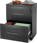 Black 2-Drawer Wood Lateral File Cabinet with Lock A1325