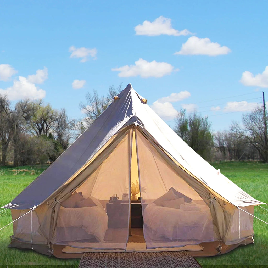 Canvas Bell Tent with Stove Jacket Waterproof 4 Seasons U82162