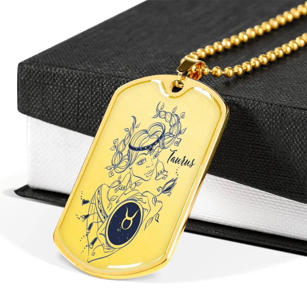 Stainless Steel or 18k Gold Dog Tag with 24" Chain J434706