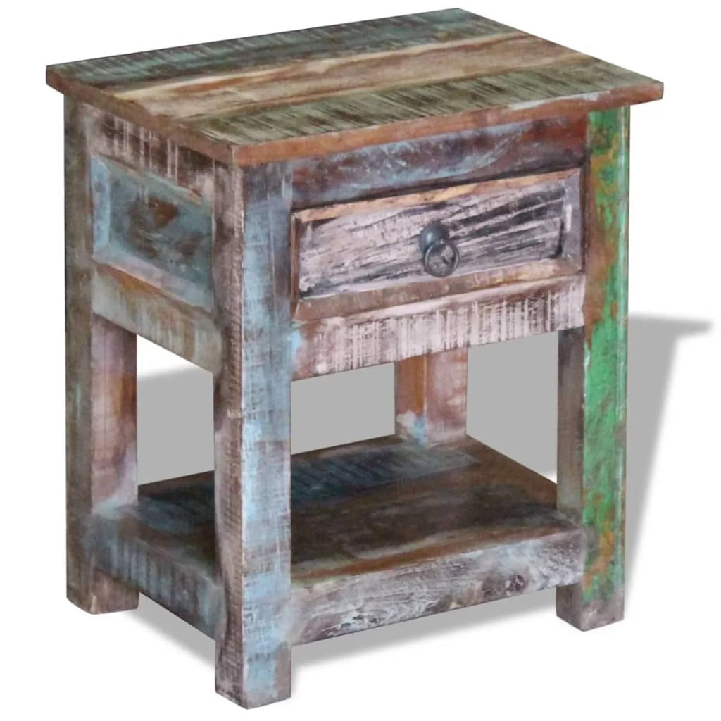 Side Table with 1 Drawer Solid Reclaimed Wood O215712