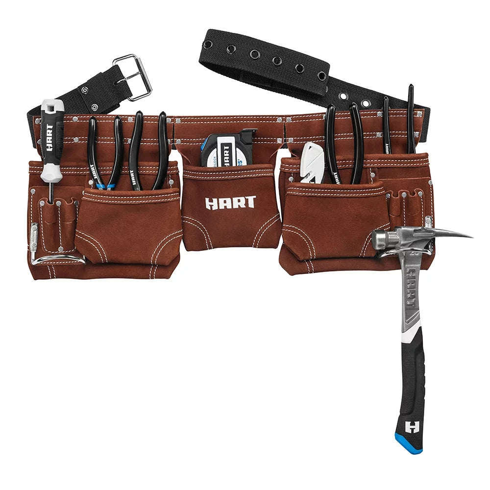 Brown Leather 11-Pocket Tool Belt P8982