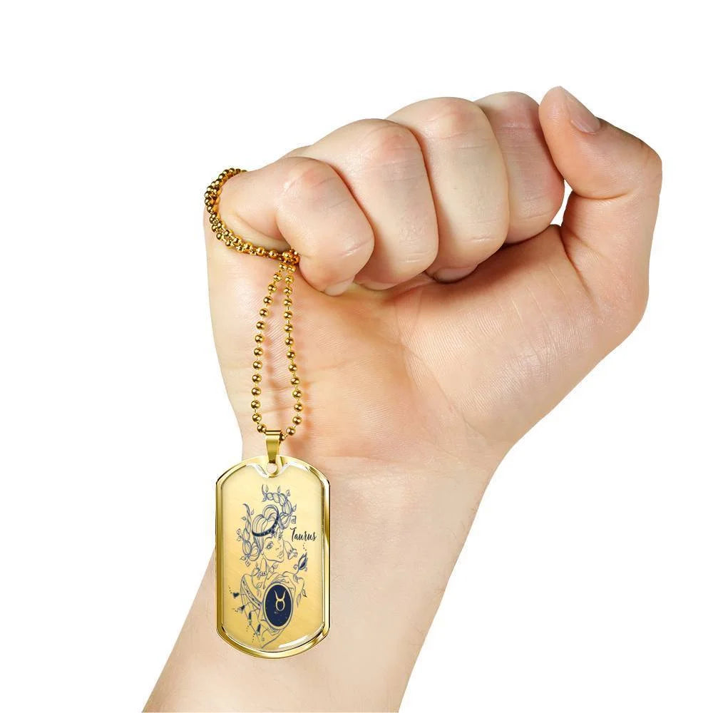 Stainless Steel or 18k Gold Dog Tag with 24" Chain J434706