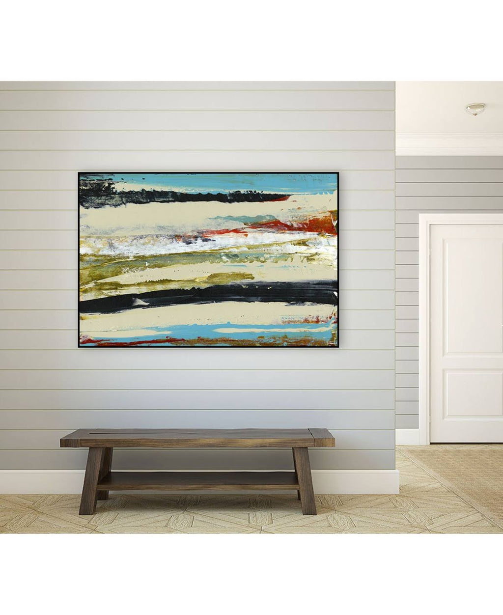 Tan Framed Canvas Art Block Z861035