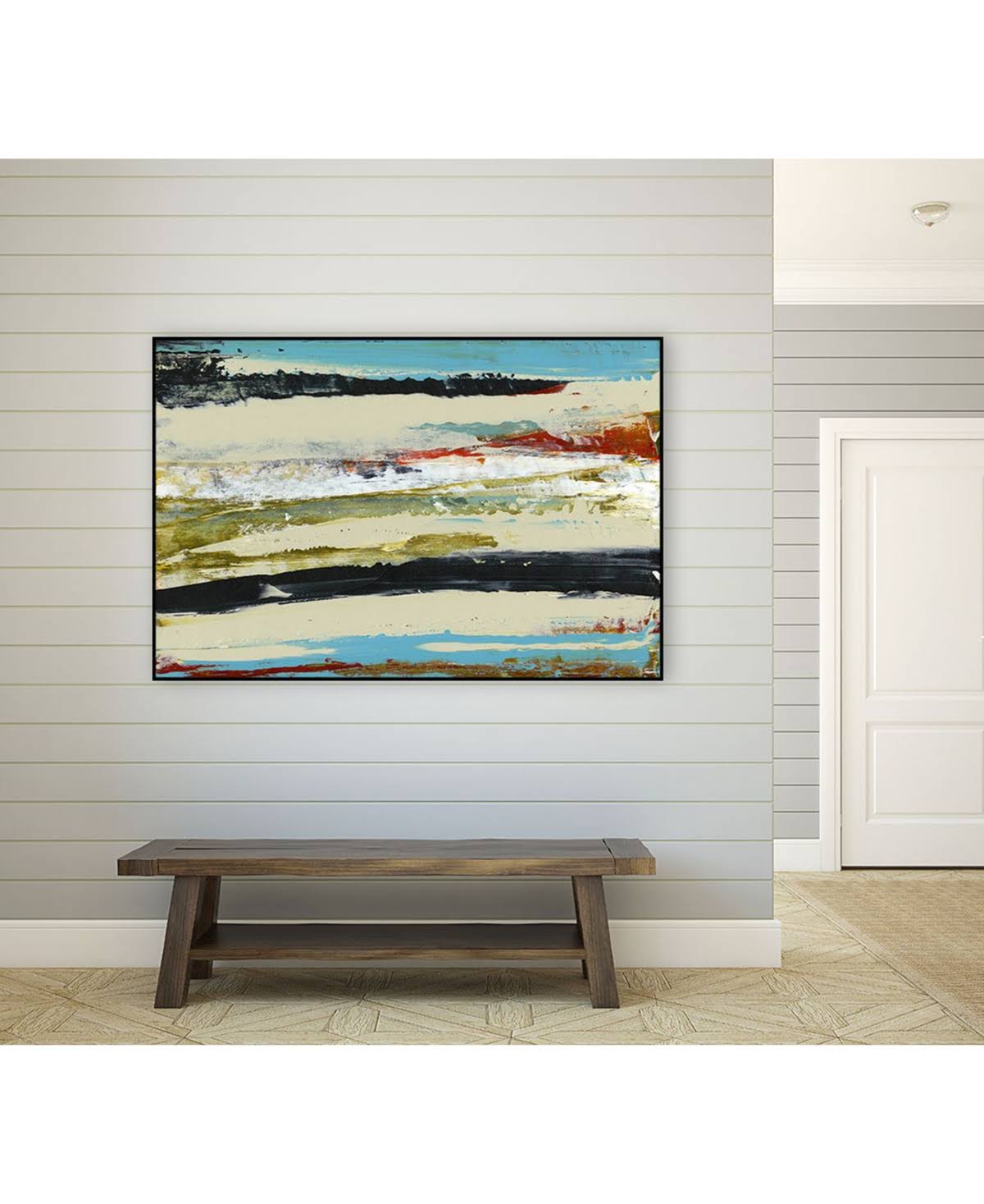 Tan Framed Canvas Art Block Z861035