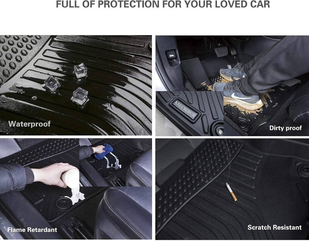 Black Waterproof Car Mats Full Set Front Rear 3rd Row W30907