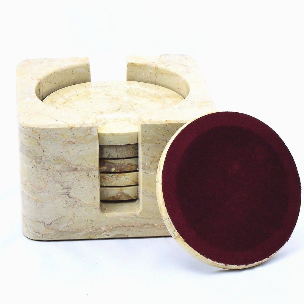 Sahara Beige Coasters with Square Holder (Set of 6) F176910