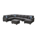 Dark Gray Linen Modular Sectional Sofa Chaise and Ottoman J148457