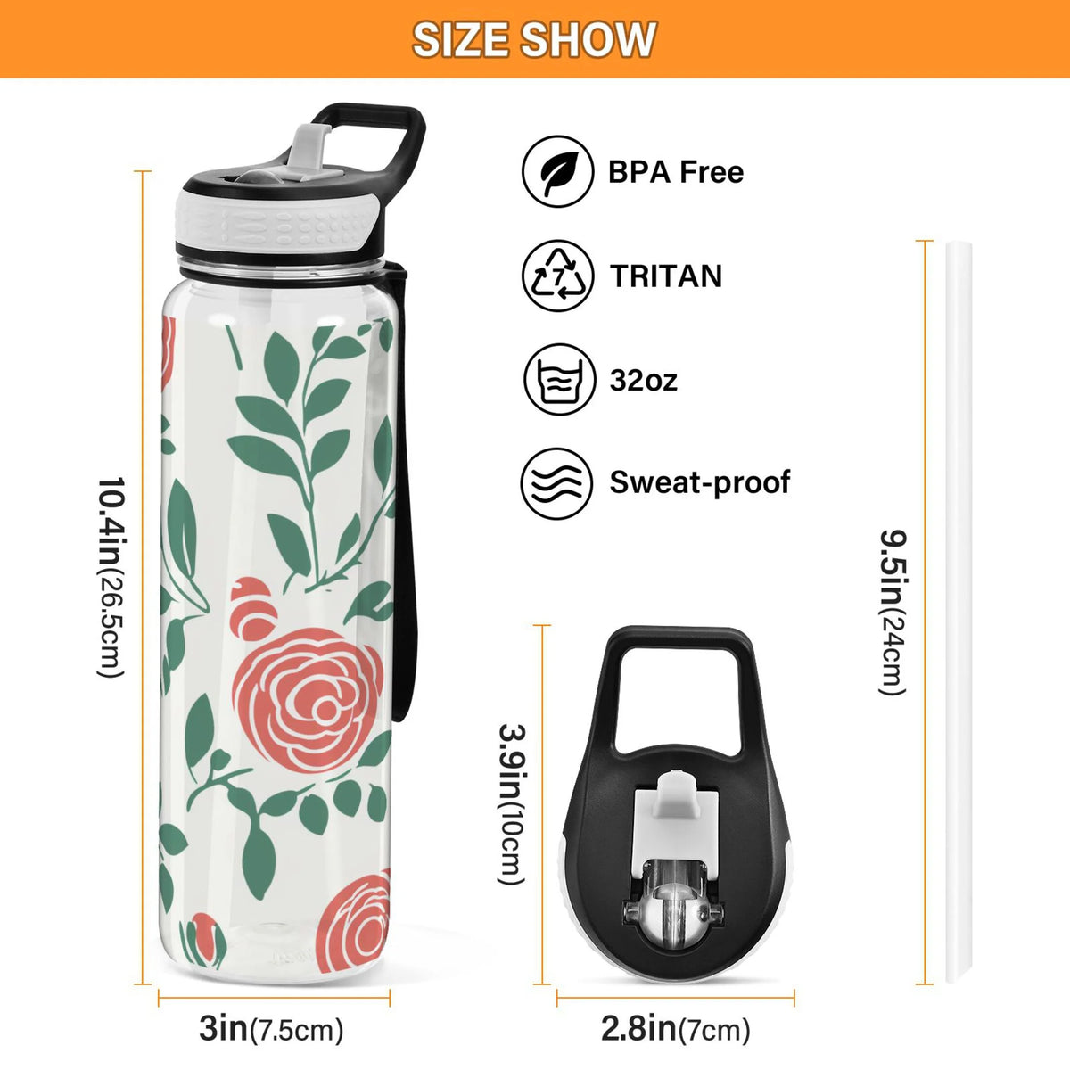 32oz Tritan Sports Water Bottle with Straw V3453
