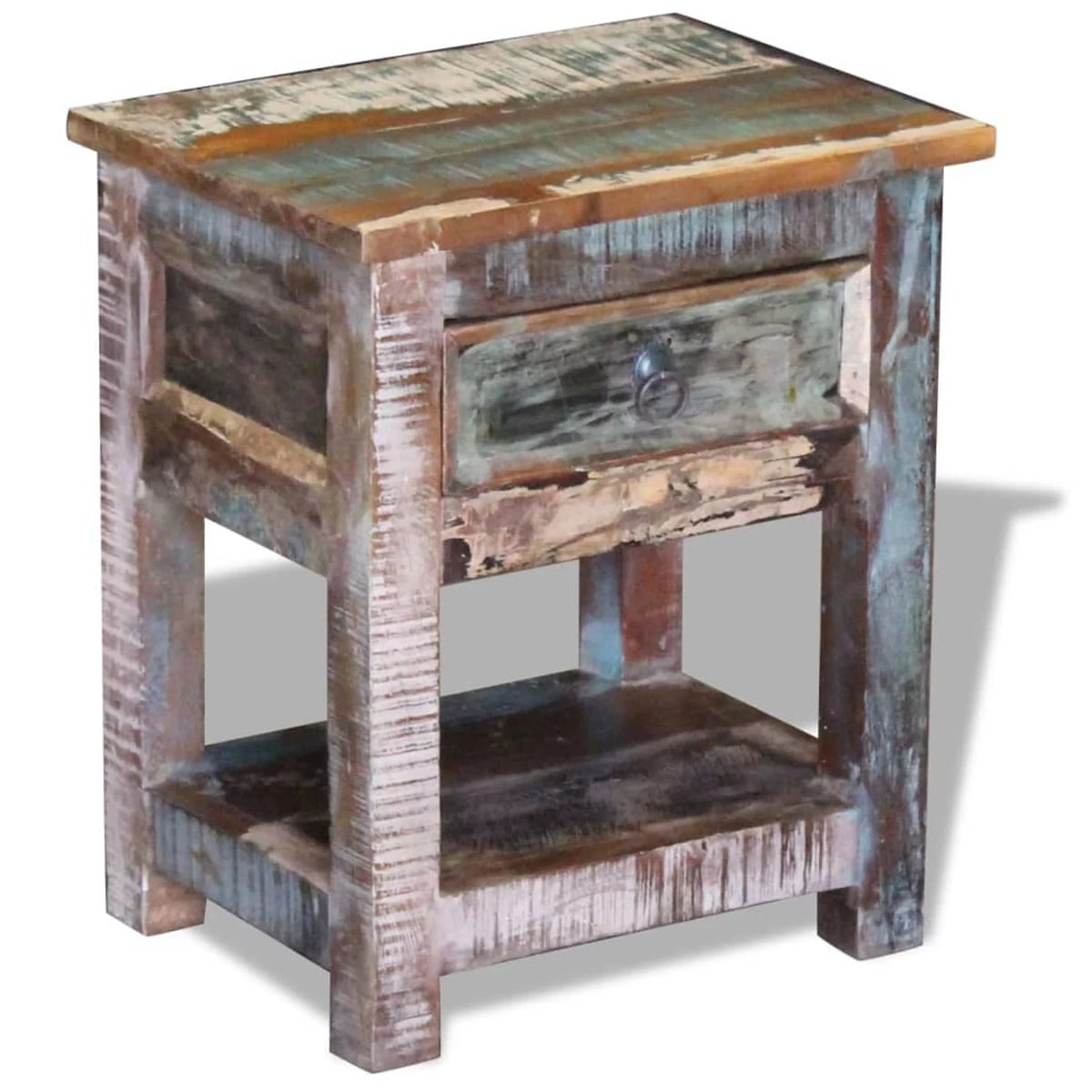 Side Table with 1 Drawer Solid Reclaimed Wood O215712