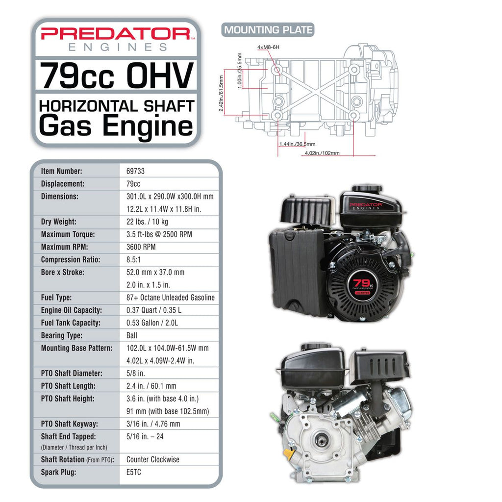 79cc OHV Horizontal-Shaft Gas Engine R39689
