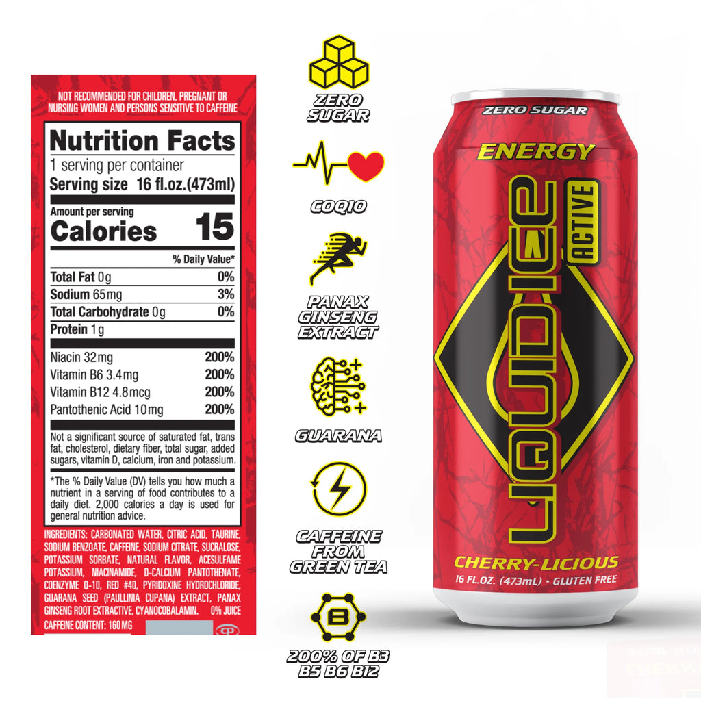 Cherry-Licious Energy Drink, 16 Oz Cans (12 Pack) Z76331