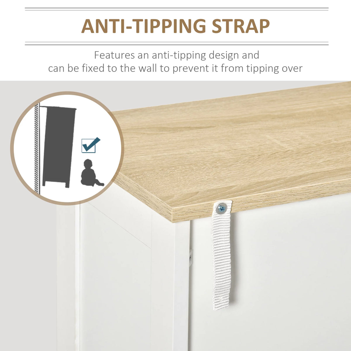 White Storage Cabinet with 2 Adjustable Shelves D514