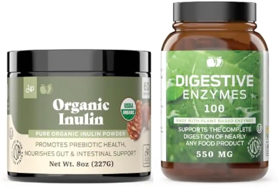 Organic Inulin Powder 8oz & Digestive Enzymes 100 Capsules X643960